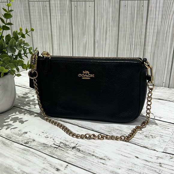 Coach Handbags - Coach Black Leather Mini Bag  with Gold Chain